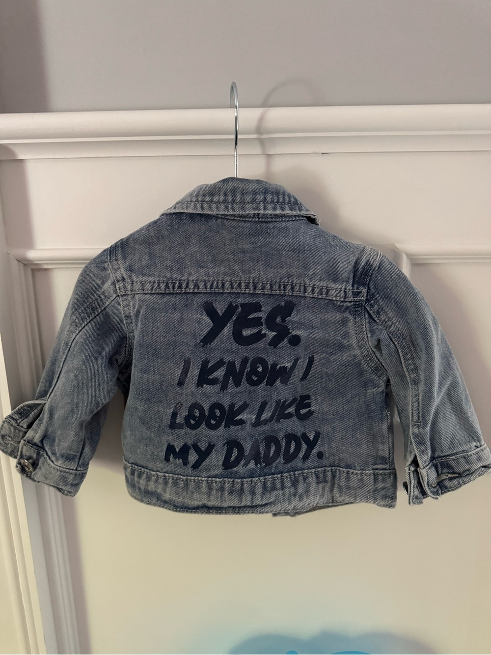 Kids Denim Jacket with Graphic Back - Blue